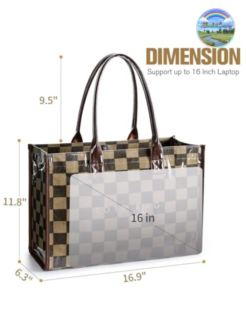 PVC Tote Bag Women Kraft Paper Work Handbags Purses with Top Handle
